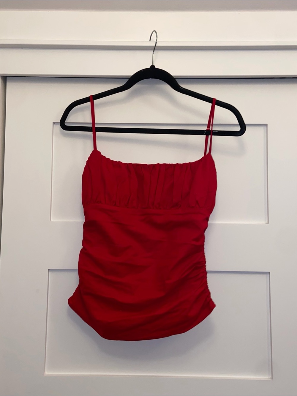 Reformation Red Strapless Bustier with Front Zip